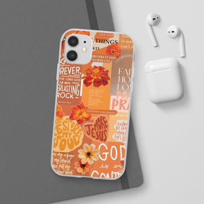 Faith Collage Phone Clear Case — Inspirational Christian Scripture Floral Design