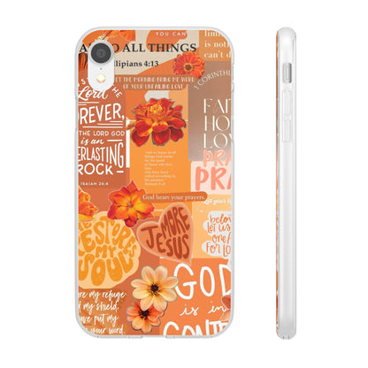 Faith Collage Phone Clear Case — Inspirational Christian Scripture Floral Design