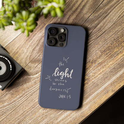 The Light Shines in the Darkness (John 1:5) iPhone Slim Phone Case — Christian Scripture Phone Case