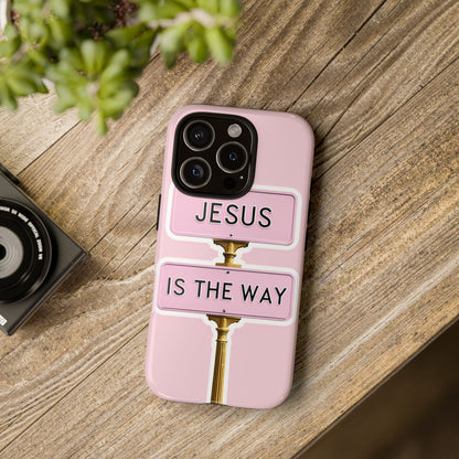 Jesus Is The Way Phone Case — Pink Tough Protective Case