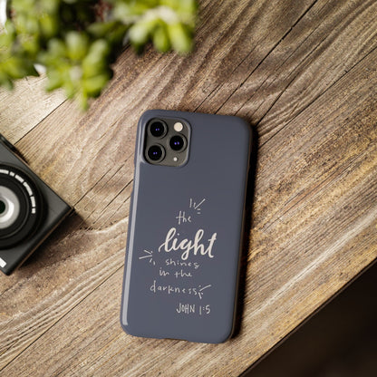 The Light Shines in the Darkness (John 1:5) iPhone Slim Phone Case — Christian Scripture Phone Case