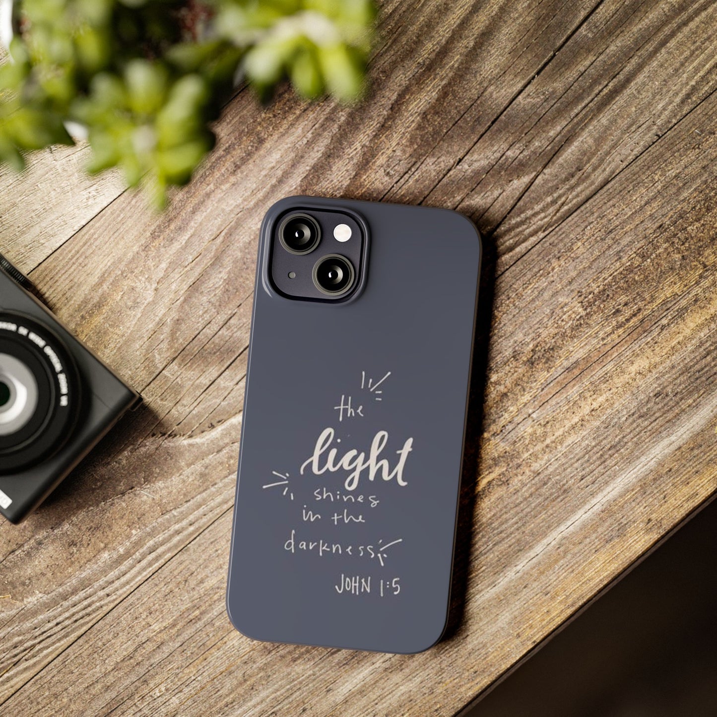 The Light Shines in the Darkness (John 1:5) iPhone Slim Phone Case — Christian Scripture Phone Case