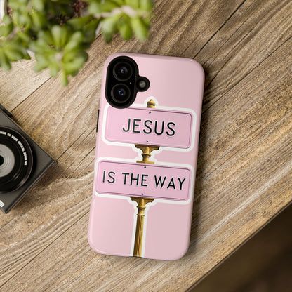 Jesus Is The Way Phone Case — Pink Tough Protective Case