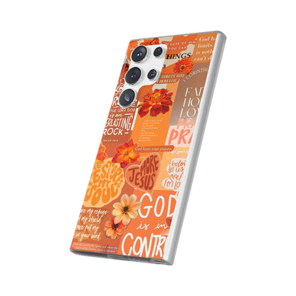 Faith Collage Phone Clear Case — Inspirational Christian Scripture Floral Design