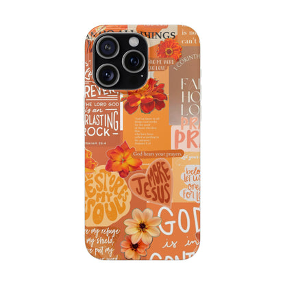 Faith Collage Phone Clear Case — Inspirational Christian Scripture Floral Design