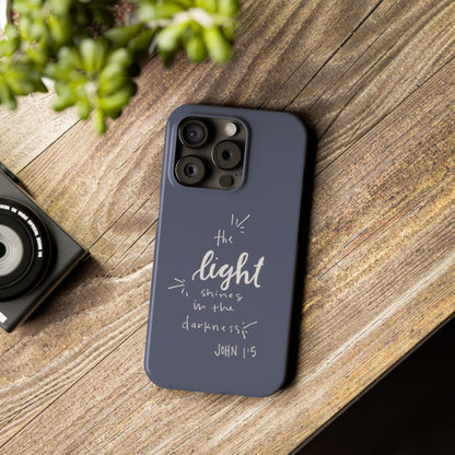 The Light Shines in the Darkness (John 1:5) iPhone Slim Phone Case — Christian Scripture Phone Case