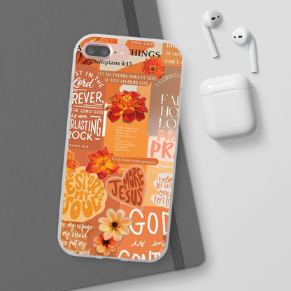 Faith Collage Phone Clear Case — Inspirational Christian Scripture Floral Design