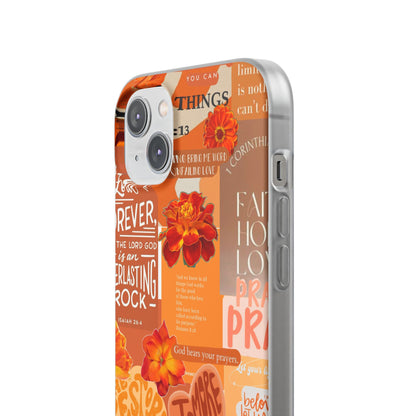 Faith Collage Phone Clear Case — Inspirational Christian Scripture Floral Design