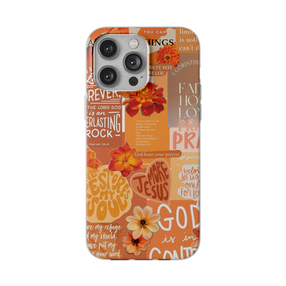 Faith Collage Phone Clear Case — Inspirational Christian Scripture Floral Design