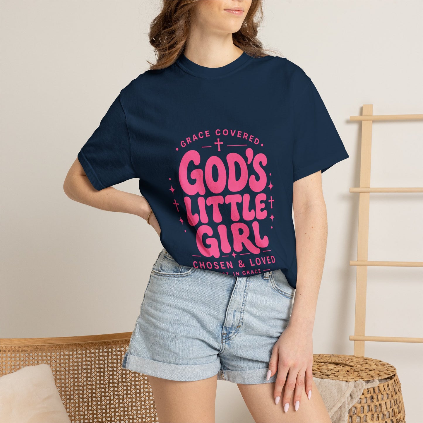 God's Little Girl T‑Shirt — Pink Faith Graphic Tee