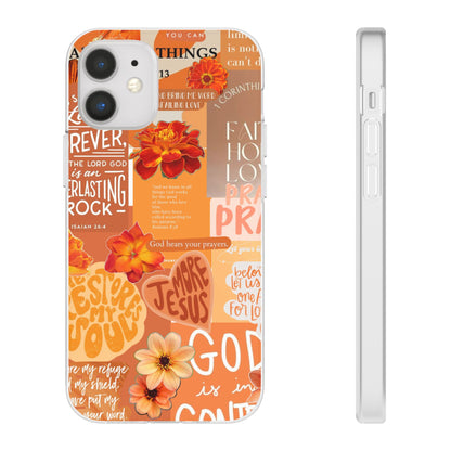Faith Collage Phone Clear Case — Inspirational Christian Scripture Floral Design