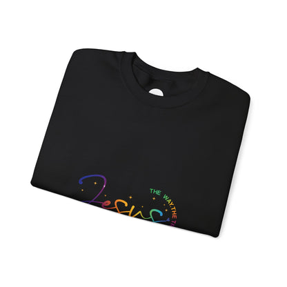 Jesus Rainbow Crewneck Sweatshirt — "The Name Above Every Name" Christian Pullover