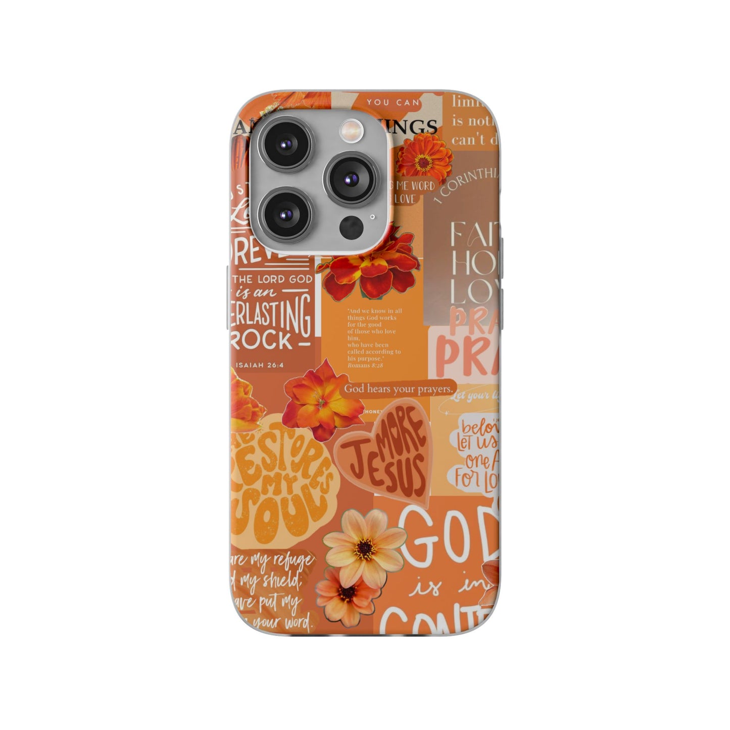 Faith Collage Phone Clear Case — Inspirational Christian Scripture Floral Design