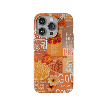 Faith Collage Phone Clear Case — Inspirational Christian Scripture Floral Design