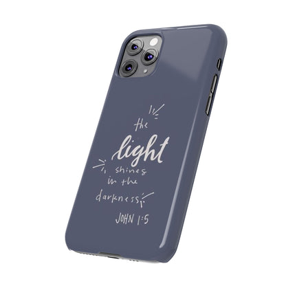 The Light Shines in the Darkness (John 1:5) iPhone Slim Phone Case — Christian Scripture Phone Case