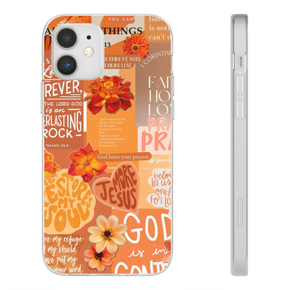 Faith Collage Phone Clear Case — Inspirational Christian Scripture Floral Design