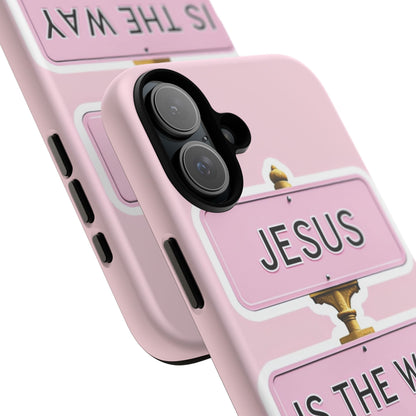 Jesus Is The Way Phone Case — Pink Tough Protective Case