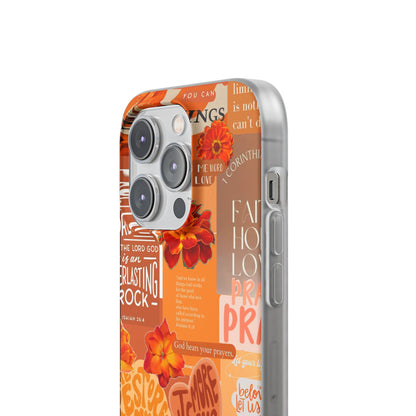 Faith Collage Phone Clear Case — Inspirational Christian Scripture Floral Design