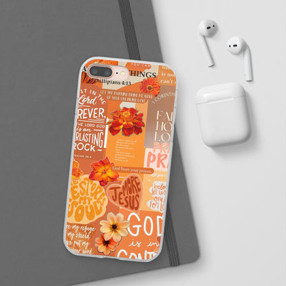 Faith Collage Phone Clear Case — Inspirational Christian Scripture Floral Design