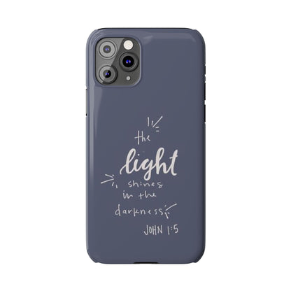 The Light Shines in the Darkness (John 1:5) iPhone Slim Phone Case — Christian Scripture Phone Case