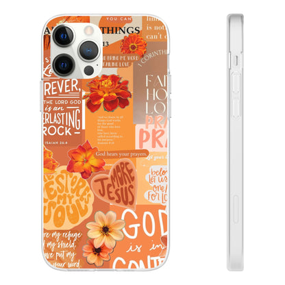 Faith Collage Phone Clear Case — Inspirational Christian Scripture Floral Design