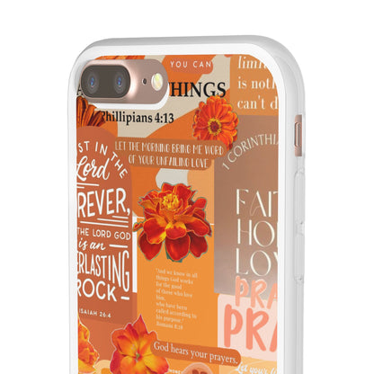 Faith Collage Phone Clear Case — Inspirational Christian Scripture Floral Design
