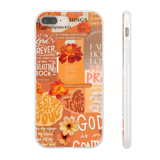 Faith Collage Phone Clear Case — Inspirational Christian Scripture Floral Design
