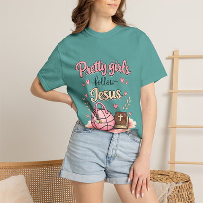 Pretty Girls Follow Jesus T-Shirt — Cute Christian Youth Tee