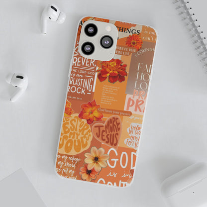Faith Collage Phone Clear Case — Inspirational Christian Scripture Floral Design