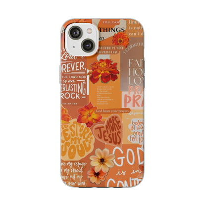 Faith Collage Phone Clear Case — Inspirational Christian Scripture Floral Design