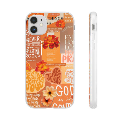 Faith Collage Phone Clear Case — Inspirational Christian Scripture Floral Design