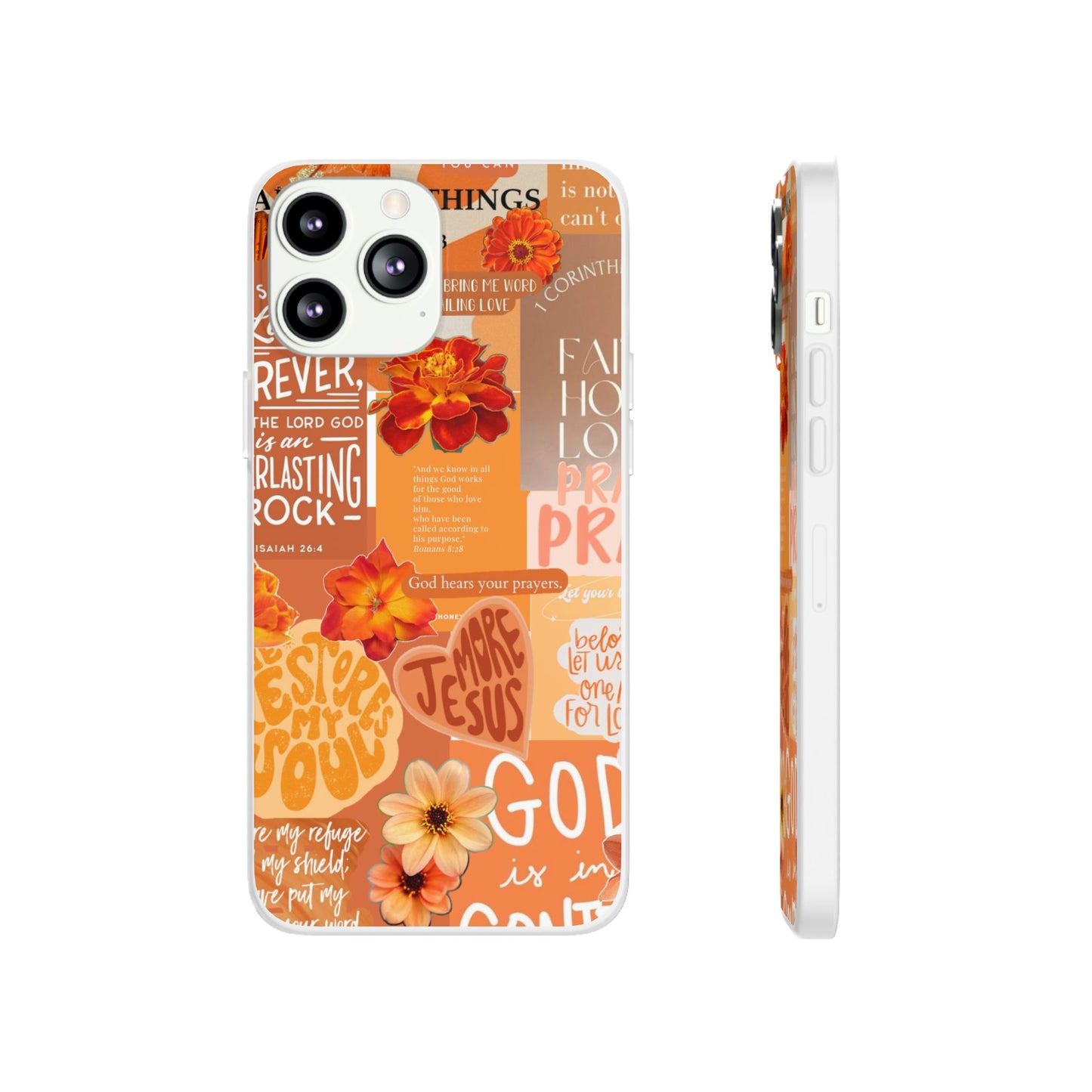 Faith Collage Phone Clear Case — Inspirational Christian Scripture Floral Design