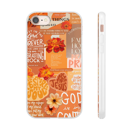 Faith Collage Phone Clear Case — Inspirational Christian Scripture Floral Design