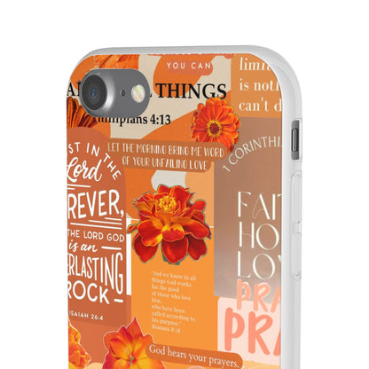 Faith Collage Phone Clear Case — Inspirational Christian Scripture Floral Design