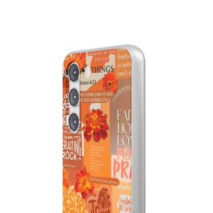 Faith Collage Phone Clear Case — Inspirational Christian Scripture Floral Design