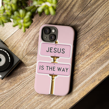 Jesus Is The Way Phone Case — Pink Tough Protective Case