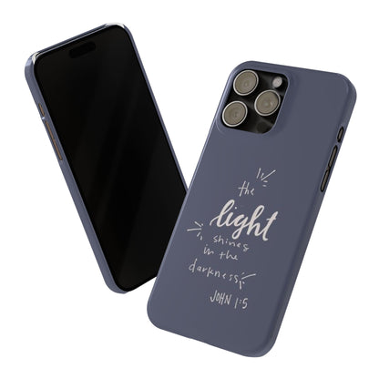 The Light Shines in the Darkness (John 1:5) iPhone Slim Phone Case — Christian Scripture Phone Case