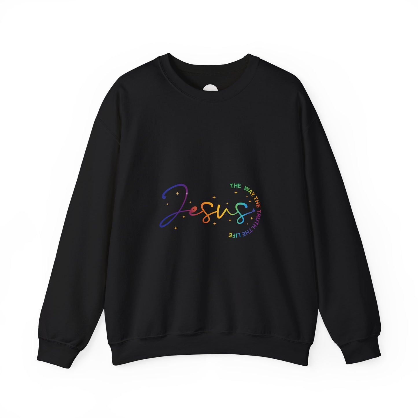 Jesus Rainbow Crewneck Sweatshirt — "The Name Above Every Name" Christian Pullover