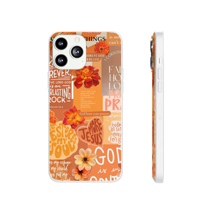 Faith Collage Phone Clear Case — Inspirational Christian Scripture Floral Design