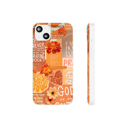 Faith Collage Phone Clear Case — Inspirational Christian Scripture Floral Design