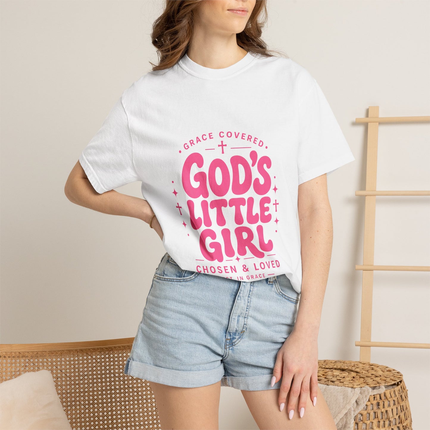 God's Little Girl T‑Shirt — Pink Faith Graphic Tee