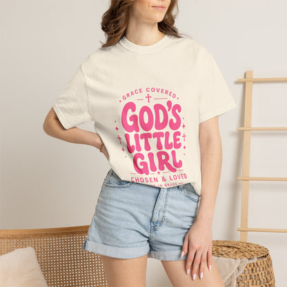 God's Little Girl T‑Shirt — Pink Faith Graphic Tee