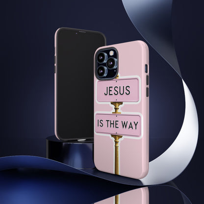 Jesus Is The Way Phone Case — Pink Tough Protective Case