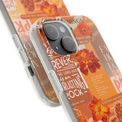 Faith Collage Phone Clear Case — Inspirational Christian Scripture Floral Design