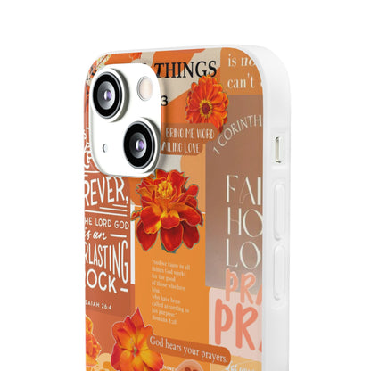 Faith Collage Phone Clear Case — Inspirational Christian Scripture Floral Design