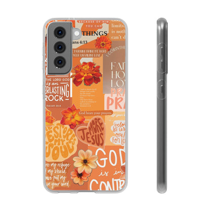 Faith Collage Phone Clear Case — Inspirational Christian Scripture Floral Design