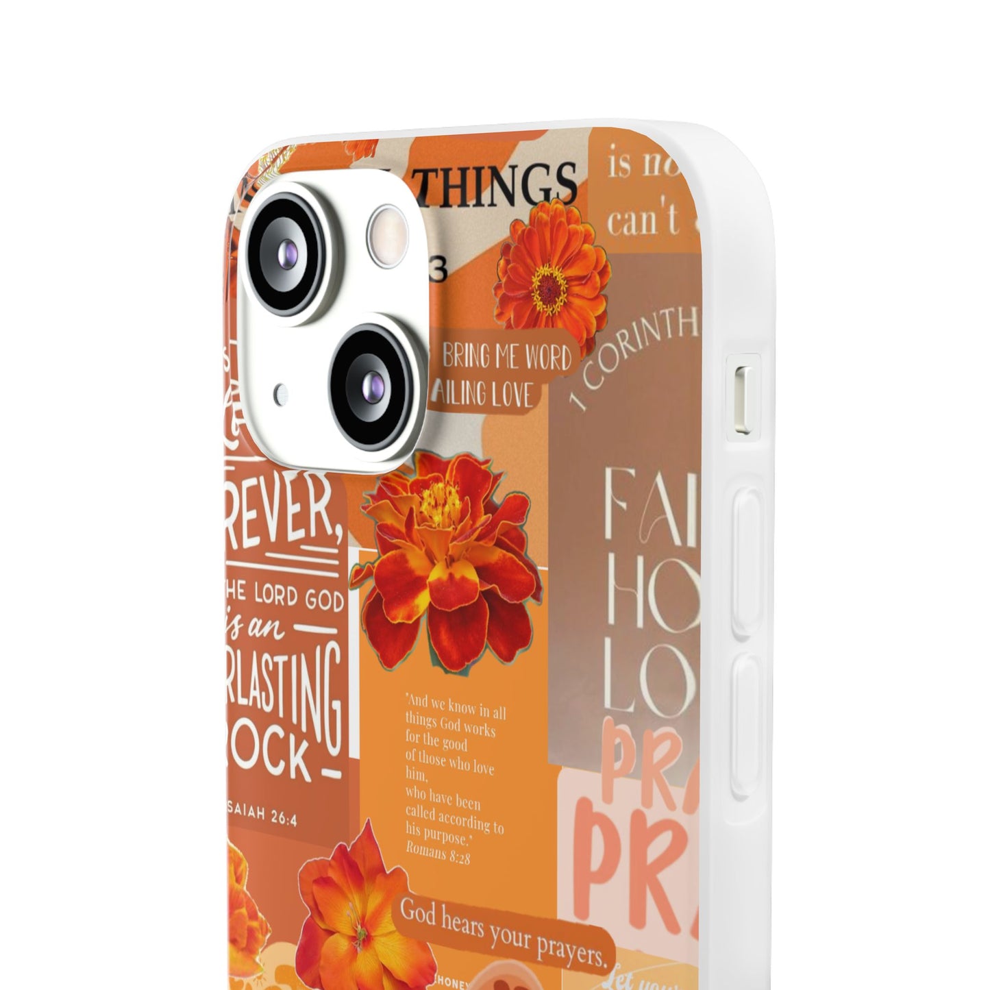 Faith Collage Phone Clear Case — Inspirational Christian Scripture Floral Design