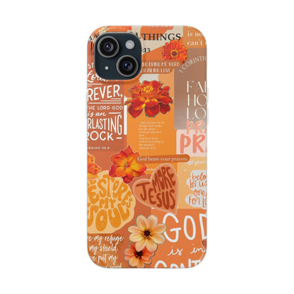Faith Collage Phone Clear Case — Inspirational Christian Scripture Floral Design