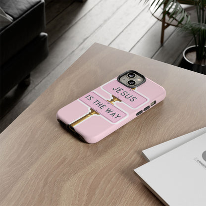 Jesus Is The Way Phone Case — Pink Tough Protective Case